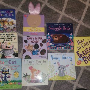 Kids Easter Books. Pete the Cat, Mouse, Hugs Honey Bunny, Old Lady, Snuggle